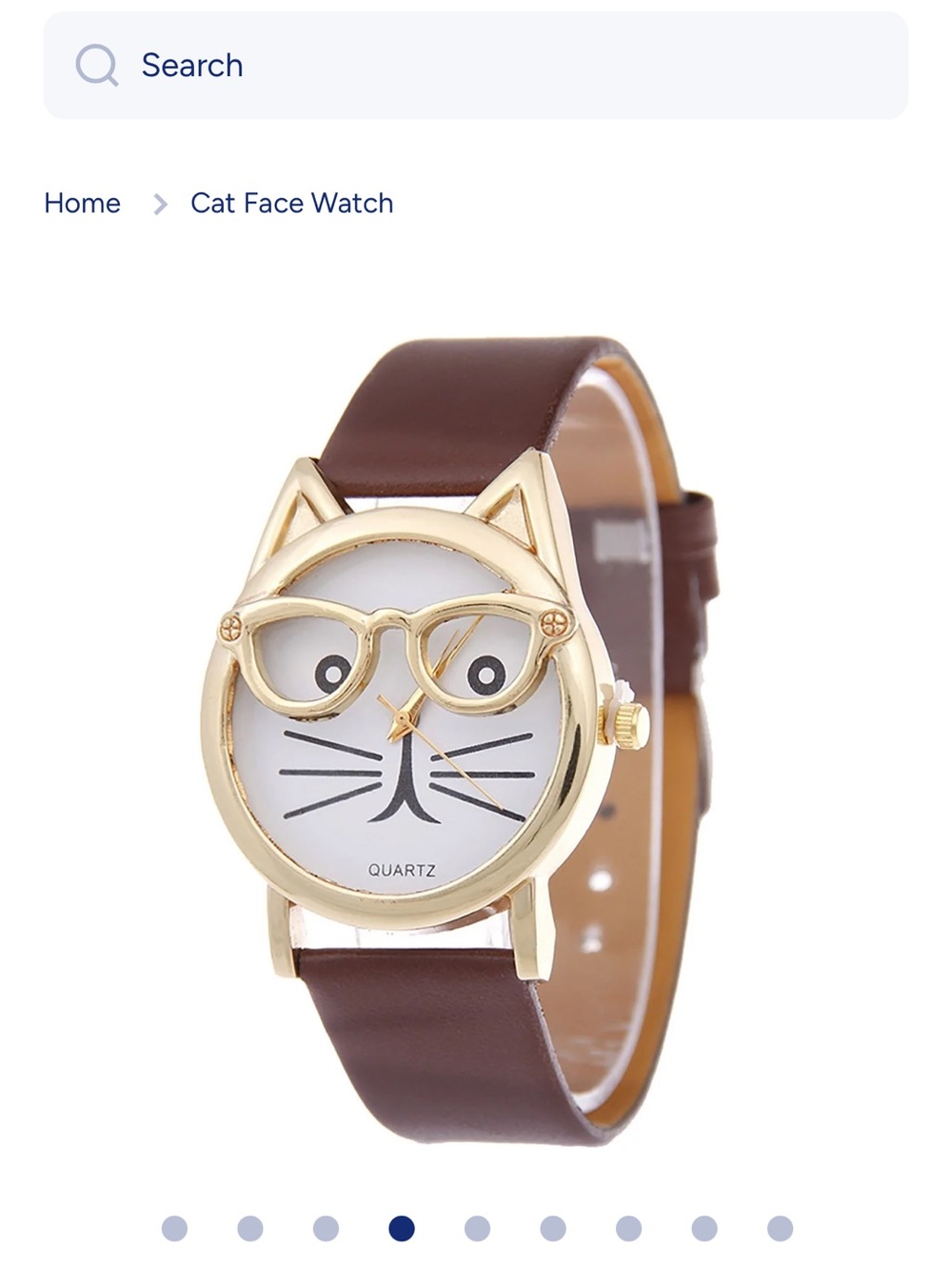 Cat Face with Glasses Watch with Brown Strap🐱🤓 - Picture 2 of 14